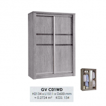 WARDROBE W/2 SLIDING DOOR GV C01 W/D GREY OAK