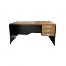 Standard Table with 3 Drawers - Oak/Black 5 feet