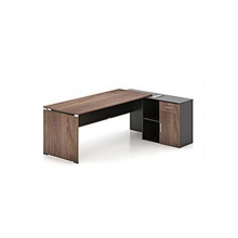 Executive Table  -1600W x 1400D x 750H - Brown Oak/Black