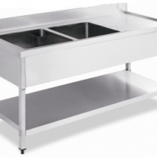 DOUBLE SINK BENCH SS WITH UNDER SHELF BV-76A2 