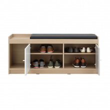 BROOKS MODEL SHOE CABINET WITH SEAT - NATURAL OAK/WHITE