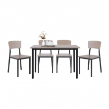 GUNNER DINING SET (1 TABLE+4 CHAIRS) - NATURAL/BLACK